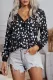 Spotted Print Black Long Sleeve Knit Top