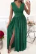 Green Crochet V Neck Sleeveless Ruched High Waist Maxi Dress