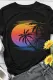 Black Beach Sunset Graphic Print Short Sleeve T Shirt