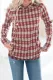 Red Cowl Neck Plaid Drawstring Hoodie with Thumb Hole