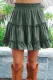 Green Tiered Ruffled Smocked High Waist Skirt