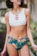 Green 2pcs Floral Print Hollow Out High waisted swimsuits