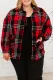 Fiery Red Fiery Red Plaid Print Buttoned Long Sleeve Plus Size Shirt