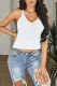 White V-Neck Ribbed Knitted Crop Top