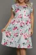 Gray Plus size Floral Print Ruffle Sleeve Mini Dress