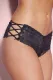 Black Crisscross Hollow-out Sides Lace Thong Panty