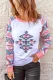 Western Fashion Tribal Aztec Print Raglan Sweatshirt
