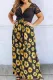 Black Plus size Sunflower Lace Twist Knot Maxi Dress