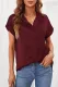 Wine Fiery Red Collared Button Short Sleeves Shirt