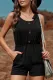Black Tie Sleeve Buttons Pocketed Cutie Romper