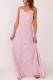 Pink Floral Print Side Slit Criss Cross Spaghetti Strap Maxi Dress