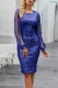 Blue Sequin Tassel Sleeve Bodycon Prom Dress
