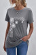 Gray Crew Neck Dandelion Print T-shirt