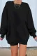 Black Oversized Solid Drop Shoulder Sweatshirt