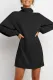 Black Turtleneck Balloon Sleeve Sweater Dress
