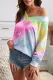 Sky Blue V Neck Tie-Dyed Knitted Long Sleeve Top