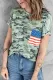 Camouflage Printed American Flag Pocket T-shirt