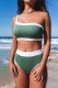 Green One Shoulder Patchwork High-waisted Bikini Set