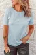 Sky Blue Solid Color Rolled Short Sleeve T Shirt