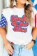 Multicolor Land Of The Free American Flag Color Block T Shirt