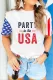 Multicolor PARTY In The USA Flag Pattern Color Block T Shirt