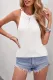 White Cropped Ribbed Halter Tank
