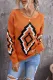 Orange Geometric Print Long Sleeve Knitted Sweater