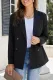 Black Turn-Down Collar Buttons Blazer with Pockets