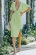 Green Ruffled Sleeves Cut out Midi Dress with Slits
