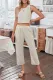 Beige Crop Tank and Pants Two Piece Set