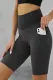 Black Side Pockets Ruched Butt Lifting Yoga Shorts