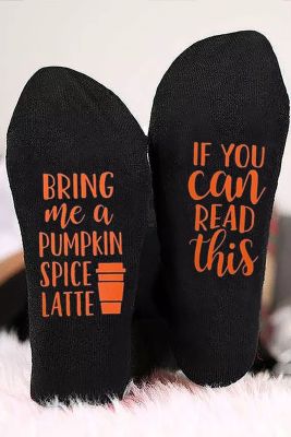Black Pumpkin Spice Latte Funny Socks