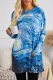 Blue Star Printing Long Sleeve Tunic Top With Two Side Pockets