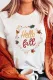 White Hello Fall Embroidered Short Sleeve Graphic Tee