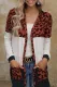 Brown Leopard Block Cardigan with Pockets