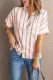 Pink Striped Short Sleeve Buttoned Pocket Shirt