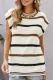 White Striped Short Sleeve Knit Top