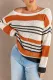 Brown Loose Fit Striped Pattern Sweater