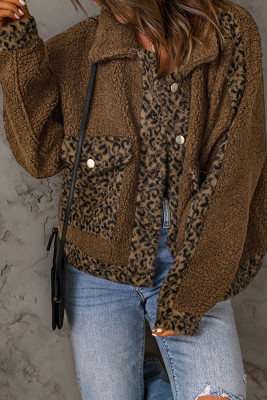 Куртка из шерсти с леопардовым принтом в технике пэчворк и карманами