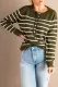 Green Striped Buttoned Knitted Sweater