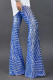 Blue Sequin Wide Leg Pants