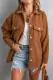 Brown Turn Down Collar Buttoned Baggy Coat with Pocket