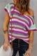 Pink Striped Ruffle Short Sleeve Knit Top