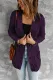 Purple Front Pocket and Buttons Closure Cardigan