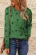 Green Round Neck Star Print Long Sleeve Top