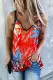 Fiery Red Leaves Print Spaghetti Strap Cami Top