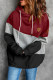 Wine Red Colorblock Cowl Neck Pullover Hoodie