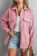 Pink Turn Down Collar Buttoned Baggy Coat with Pocket