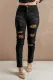 Ripped Leopard Patch Pocket High Waist Skinny Jeans