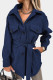 Blue Lapel Button-Down Coat with Chest Pockets